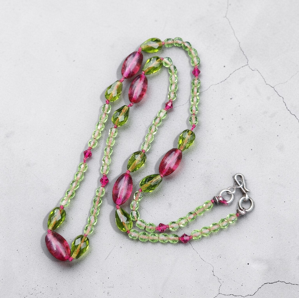 Vintage Green Tourmaline Gemstone Necklace